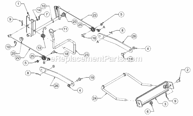 Lift Assembly Diagram and Parts List for LT1022 13AB11CH710, 13AB11CH712 Cub Cadet Lawn Tractor